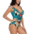 thumbnail image 1 of Fotbe I Love Sushi Women's Tummy Control Swimsuits Slimming One Piece Bathing Suit Ruffle Wrap V Neck Swimwear-, 1 of 8