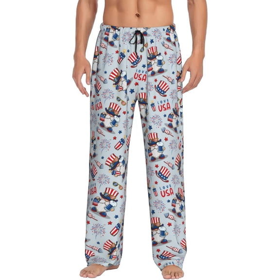 Fotbe I Love USA Men's Pajama Pants,Sleepwear Pants,Pj Bottoms Drawstring And Pockets-Large