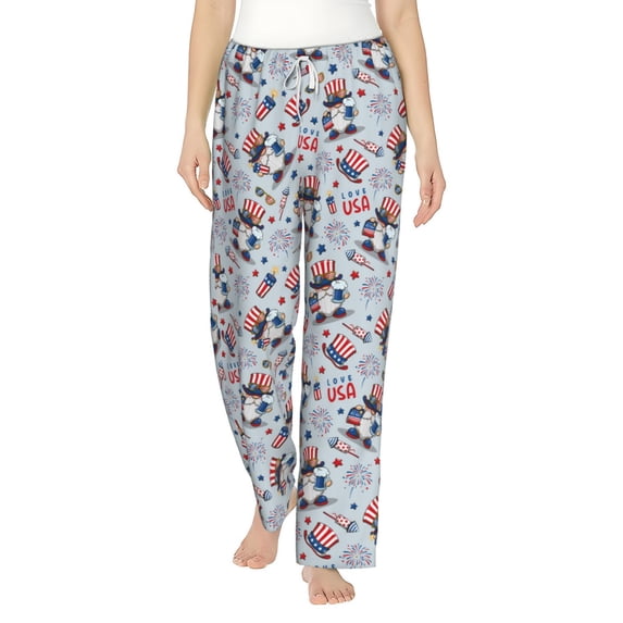 Fotbe I Love USA Women's Pajama Pants,Sleepwear Pants,Pj Bottoms Drawstring And Pockets-Large