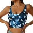 thumbnail image 1 of Fotbe Ice Blue Heart Pattern Womens' Sports Bra Longline Wirefree Padded with Medium Support Sports Moisture-Wicking Workou Vest,Tank Top-Small, 1 of 1