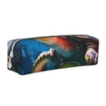 thumbnail image 1 of Fotbe Ice Blue Ocean Sea Turtle Pattern Leather Pencil Case, Pencil Pouch with Durable Zipper, Compact and Stylish Organizer for Stationery, Art Supplies, Travel Essentials, 1 of 7
