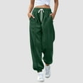 thumbnail image 1 of Ladies' Autumn And Winter Solid Color Printed Drawstring Elastic Waist Casual Fashion Loose Fit Sweatpants Women Work Pants Business Casual High Waist Windbreaker Pants Women Trouser Pants for Women, 1 of 4