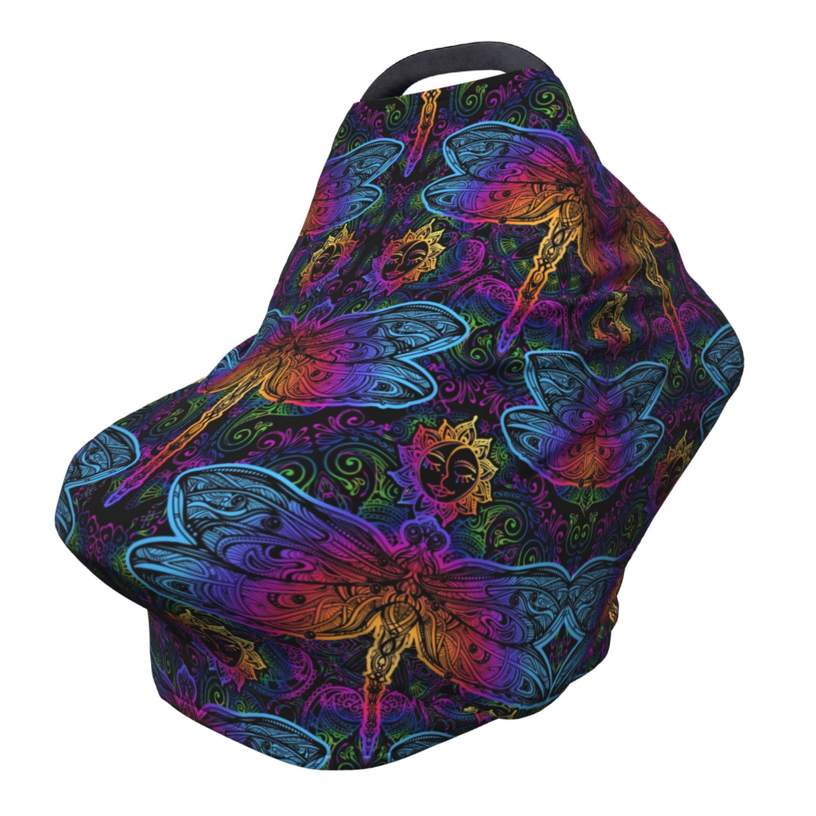 Fotbe Indian Mandalas Dragonfly Pattern Car Seat Covers for Babies, Nursing Breastfeeding Cover Infant Carseat Canopy, Soft Stretchy Carrier Cover