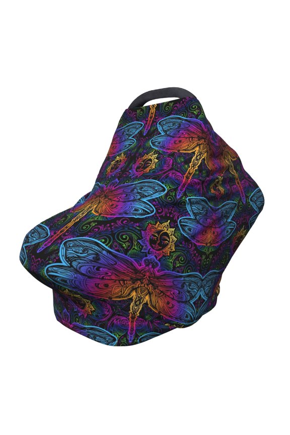 Indian Mandalas Dragonfly Pattern Car Seat Covers for Babies, Nursing Breastfeeding Cover Infant Carseat Canopy, Soft Stretchy Carrier Cover