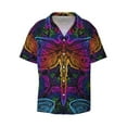 thumbnail image 1 of Fotbe Indian Mandalas Dragonfly print Short Sleeve Button Down Shirts for Men Casual Summer Beach Wrinkle Free Shirt-Small, 1 of 7