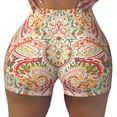 thumbnail image 1 of Fotbe Indian Paisley 1 Seamless Shorts, Womens Workout Shorts High Waist Stretch Booty Short for Gym/Yoga/Running/Biking-Small, 1 of 9