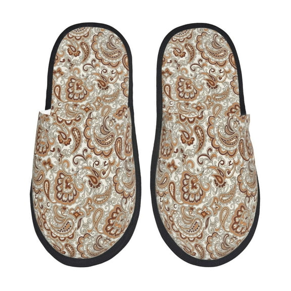 Fotbe Indian Paisley1 Pattern Women's Fuzzy Slippers Plush Slippers Fluffy Winter House Shoes Indoor and Outdoor-Large