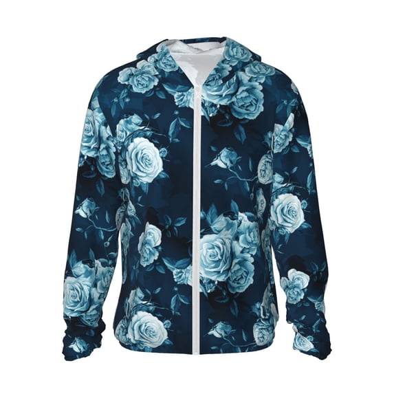Fotbe Ink Rose Men's Women's UPF 50+ Sun Protection Jacket Hooded Cooling Shirt with Pockets Hiking Outdoor Performance-X-Large