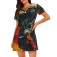 thumbnail image 1 of Fotbe Ink Style Bald Eagle Pattern Women's Cotton Nightgown Sleepwear Short Sleeves Shirt Casual Print Sleepdress, 1 of 6