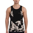 thumbnail image 1 of Fotbe Japanese White Crane Pattern Men's Quick Dry Workout Tank Top Gym Muscle Tee Fitness Bodybuilding Sleeveless T Shirt Breathable Workout Shirt-Small, 1 of 9