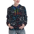 thumbnail image 1 of Fotbe Joystick Gamepad Pattern Womens Long Sleeve Hoodie, Pullover Hooded Sweatshirt, Kangaroo Pocket Hoodie with Eye-catching Drawstrings-XX-Large, 1 of 7