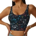 thumbnail image 1 of Fotbe Joystick Gamepad Pattern Womens' Sports Bra Longline Wirefree Padded with Medium Support Sports Moisture-Wicking Workou Vest,Tank Top-Small, 1 of 7
