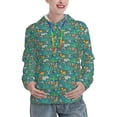 thumbnail image 1 of Fotbe Jungle Animals Pattern Womens Long Sleeve Hoodie, Pullover Hooded Sweatshirt, Kangaroo Pocket Hoodie with Eye-catching Drawstrings-XX-Large, 1 of 7