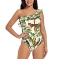 thumbnail image 1 of Fotbe Jungle Animals Women's One Piece Swimsuits One Shoulder Swimwear Ruched Tummy Control Bathing Suits Cutout Monokini-X-Large, 1 of 7