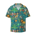 thumbnail image 1 of Fotbe Jungle Animals print Short Sleeve Button Down Shirts for Men Casual Summer Beach Wrinkle Free Shirt-Medium, 1 of 7