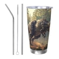 thumbnail image 1 of Fotbe Jungle Dinosaur Pattern 20 oz Tumbler Stainless Steel Vacuum Insulated Coffee Ice Cup Double Wall Travel Flask Leak-proof Coffee Cup-Straw Three-piece Set, 1 of 8
