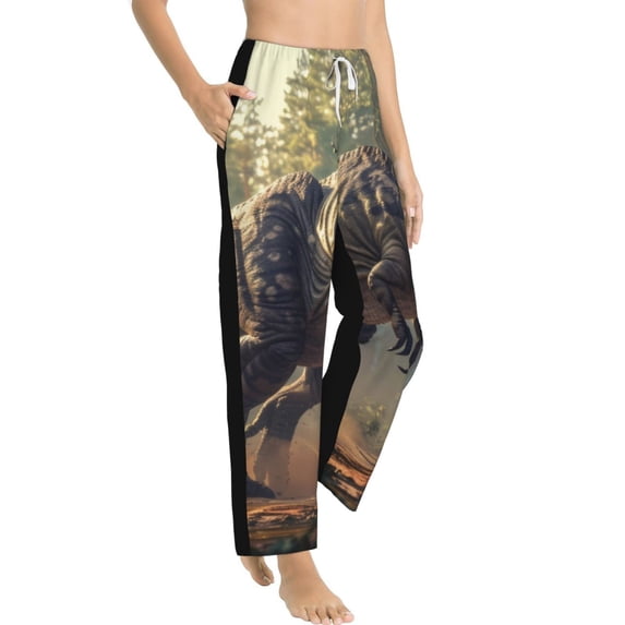Fotbe Jungle Dinosaur Women's Pajama Pants,Sleepwear Pants,Pj Bottoms Drawstring And Pockets-XX-Large
