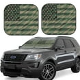 thumbnail image 1 of Fotbe Jungle Green Camo USA Flag 2-Piece Car Windshield Sun Shade | Sun Blocker for Car Windshield | Foldable Automotive Interior Accessories for Sun Protection-Large, 1 of 7