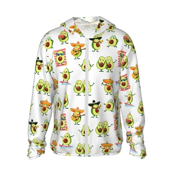 Fotbe Kawaii Mexican Avocado Men's Women's UPF 50+ Sun Protection Jacket Hooded Cooling Shirt with Pockets Hiking Outdoor Performance-XX-Large