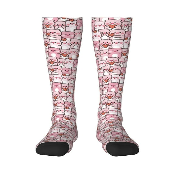 Fotbe Kawaii Pig print Women's Men's Novelty Crew Socks Cotton Socks Knee High Socks for Walking,Running,Nurses,Pregnancy