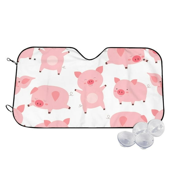 Fotbe Kawaii Pigs Car Windshield Sunshade | Sun Visor Protector Front Window Shade, Keeps Out UV Rays, Keeps Your Vehicle Cool-Small