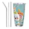 thumbnail image 1 of Fotbe Kawaii Sushi Characters Delight Pattern 20 oz Tumbler Stainless Steel Vacuum Insulated Coffee Ice Cup Double Wall Travel Flask Leak-proof Coffee Cup-Straw Three-piece Set, 1 of 8