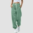 thumbnail image 1 of Ladies' Autumn And Winter Solid Color Printed Drawstring Elastic Waist Casual Fashion Loose Fit Sweatpants Women Work Pants Business Casual High Waist Windbreaker Pants Women Trouser Pants for Women, 1 of 4