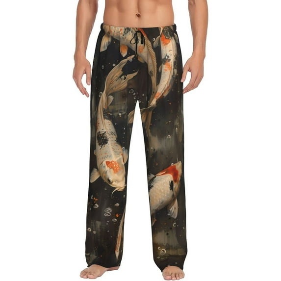 Fotbe Koi Fish Tranquility Men's Pajama Pants,Sleepwear Pants,Pj Bottoms Drawstring And Pockets-X-Large