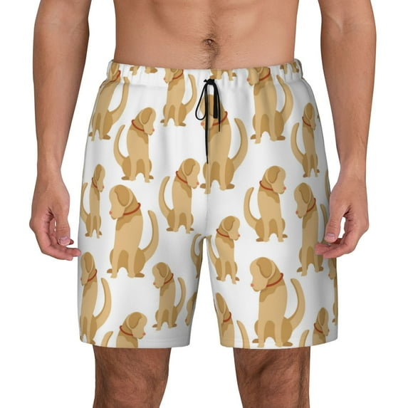 Fotbe Labrador Retriever Dog Men’s Swim Trunks Quick Dry Swim Shorts Board Shorts with Mesh Lining-Large