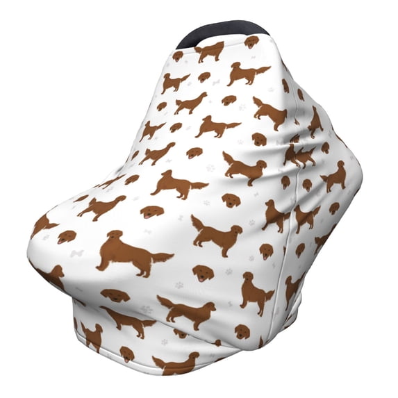 Fotbe Labrador Retriever Dog Pattern Car Seat Covers for Babies, Nursing Breastfeeding Cover Carseat Canopy, Soft Stretchy Carrier Cover