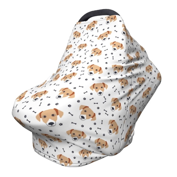 Fotbe Labrador Retriever Dog Pattern Car Seat Covers for Babies, Nursing Breastfeeding Cover Infant Carseat Canopy, Soft Stretchy Carrier Cover