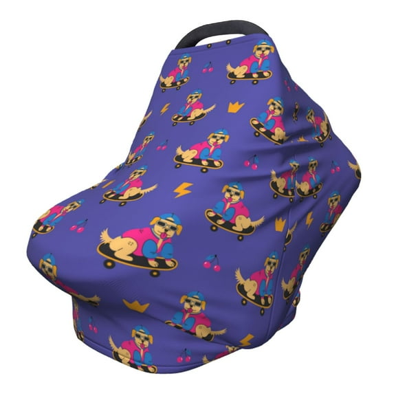 Fotbe Labrador Retriever Dog Pattern Car Seat Covers for Babies, Nursing Breastfeeding Cover Infant Carseat Canopy, Soft Stretchy Carrier Cover