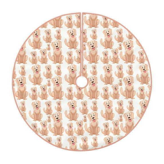 Fotbe Labrador Retriever Dog Pattern Christmas Tree Skirt, Tree Skirts Plush Christmas Decorations, Christmas Tree Skirts Xmas Decorations Holiday Party Decor-30"