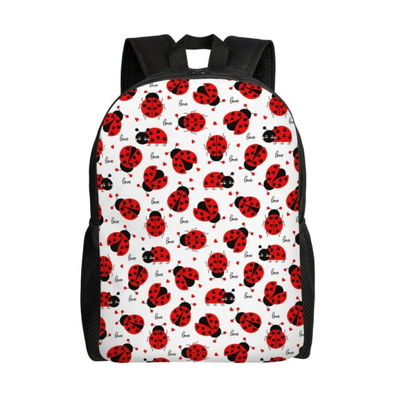 Fotbe Ladybug And Heart Travel Laptop Backpack, Business Slim Sturdy Laptops Backpack, Water Resistant College School Computer Bag Gift for Men & Women Fits 15.6 Inch Notebook