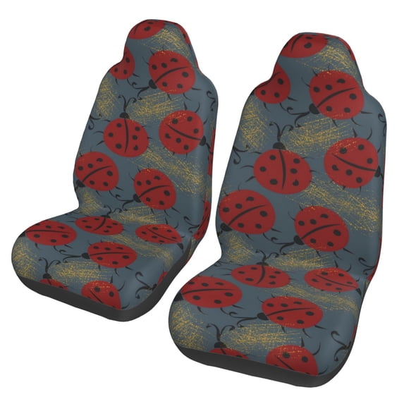 Fotbe Ladybug Pattern Automotive Seat Covers for Cars Trucks and SUVs – Car Seat Covers for Front Seats,Protective Seat Covers,Vehicle Seat Covers, Set of 2