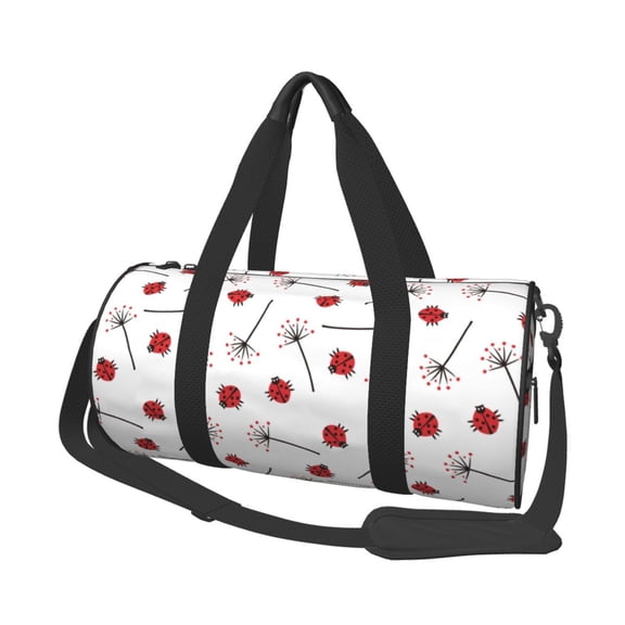 Fotbe Ladybug With Dandelion Pattern Foldable Sports Gym Bag with Wet Dry Pocket, Ultralight Travel Bag, Large Capacity Duffel Bag, Splash Proof Carry on Bag, Overnight Bag, Weekender Bag