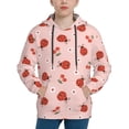 thumbnail image 1 of Fotbe Ladybug With Flower Pattern Youth Pullover Hooded Sweatshirt, Boys Hoodie, Kangaroo Pocket Hoodie for Kids Girls -X-Large, 1 of 6