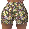 thumbnail image 1 of Fotbe Ladybugs And Flowers On A Wooden Seamless Shorts, Womens Workout Shorts High Waist Stretch Booty Short for Gym/Yoga/Running/Biking-Small, 1 of 9