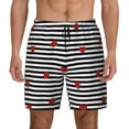 thumbnail image 1 of Fotbe Ladybugs on Black and White Striped Men’s Swim Trunks Quick Dry Swim Shorts Board Shorts with Mesh Lining-X-Large, 1 of 9
