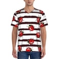 thumbnail image 1 of Fotbe Ladybugs on Black and White Striped1 Baseball Jersey Shirt for Men and Women, Casual Short Sleeves Button Down T-Shirt-X-Large, 1 of 9