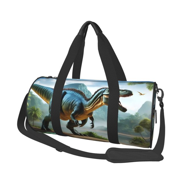 Fotbe Lake Forest Dinosaur A Pattern Foldable Sports Gym Bag with Wet