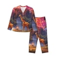 thumbnail image 1 of Fotbe Lantern Giraffes Magical Forest Pattern Long Sleeve Pajama Set for Women,Sleepwear Set,2-piece Loungewear Set,Soft PJs Comfy Nightwear with Pockets -X-Large, 1 of 7