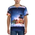 thumbnail image 1 of Fotbe Lantern On Snow With Christmas Baseball Jersey Shirt for Men and Women, Casual Short Sleeves Button Down T-Shirt-4X-Large, 1 of 9