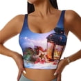 thumbnail image 1 of Fotbe Lantern On Snow With Christmas Pattern Womens' Sports Bra Longline Wirefree Padded with Medium Support Sports Moisture-Wicking Workou Vest,Tank Top-X-Large, 1 of 9