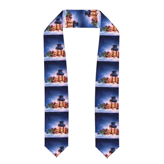 Fotbe Lantern On Snow With Christmas Printed Class of 2024 Graduation Stole