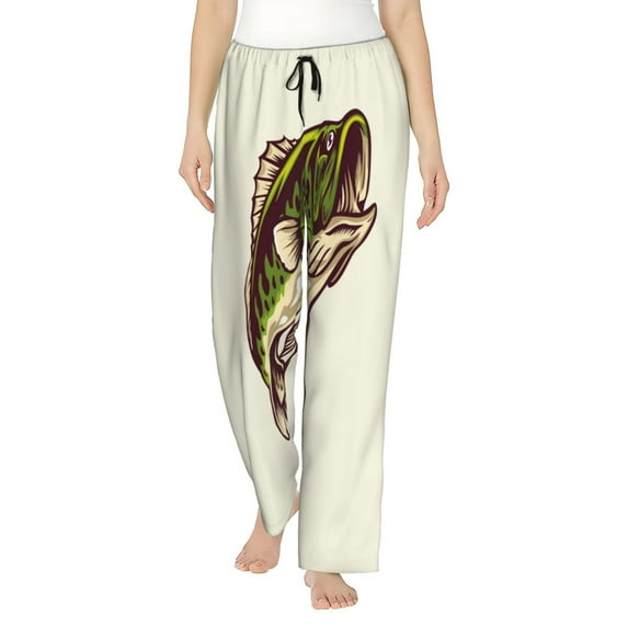 Fotbe Largemouth Bass Fish (3) Women's Pajama Pants,Sleepwear Pants,Pj Bottoms Drawstring And Pockets-X-Large