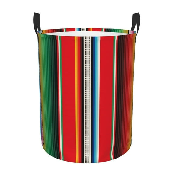 Fotbe Mexican Serape Blanket Stripes Laundry Basket with Handles, Waterproof Large Laundry Hamper, Wash Bag for Corner Dorm, Rolling Laundry Basket with Handles-Small