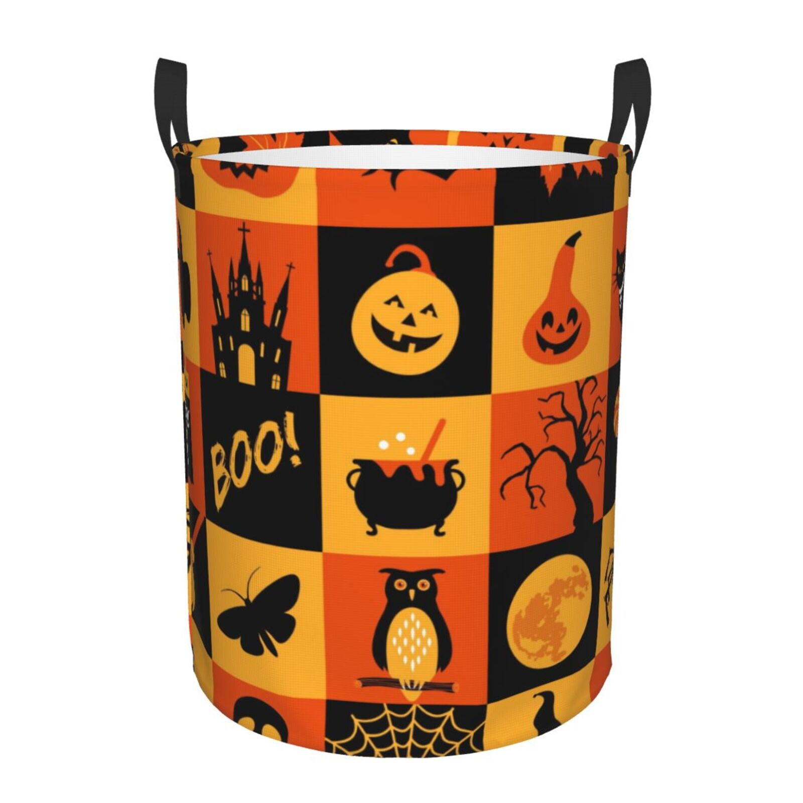 Fotbe Laundry Hamper With Durable Leather Laundry Basket Halloween