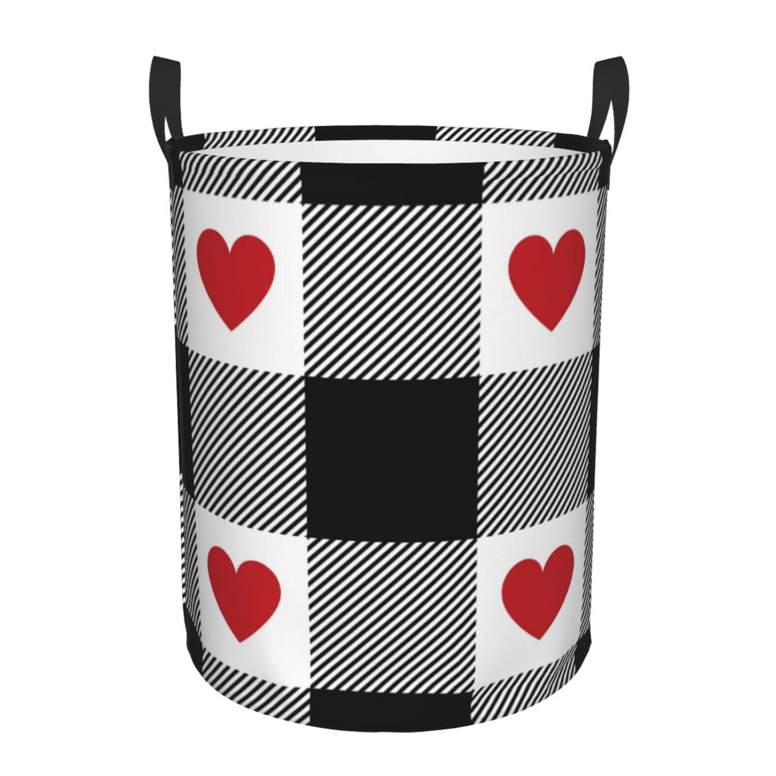 Fotbe Laundry Hamper With Durable Leather Laundry Basket Heart Black ...