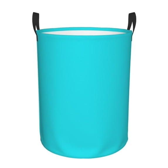 Fotbe Laundry Hamper With Durable Leather Laundry Basket Aqua Thickened Waterproof Round Collapsible Laundry Hamper, Dirty Clothes Laundry Basket